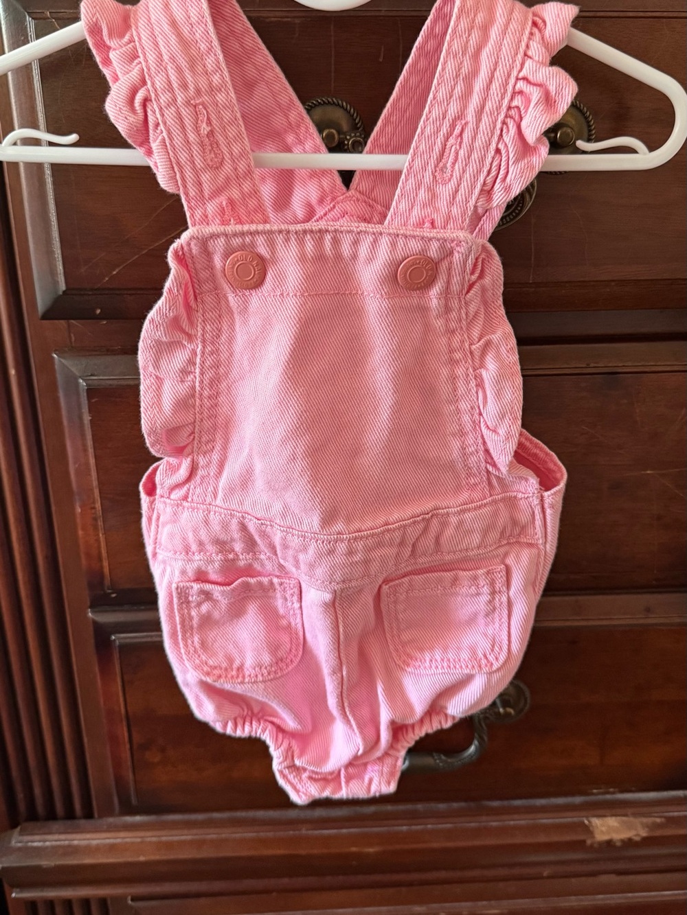 Old Navy Pink Ruffle-Strap Overall Romper